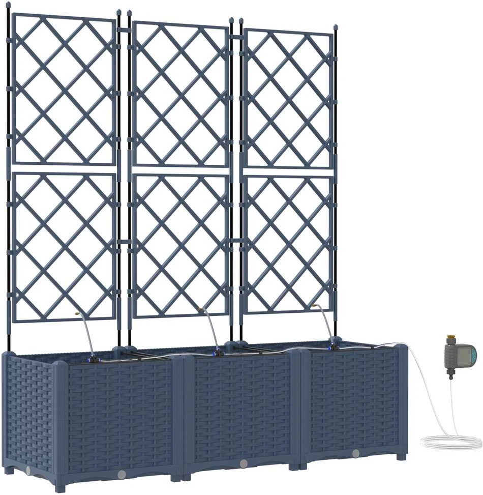Sodo vazonas 3 vnt. Pilka 120 x 40 x 142 cm PP