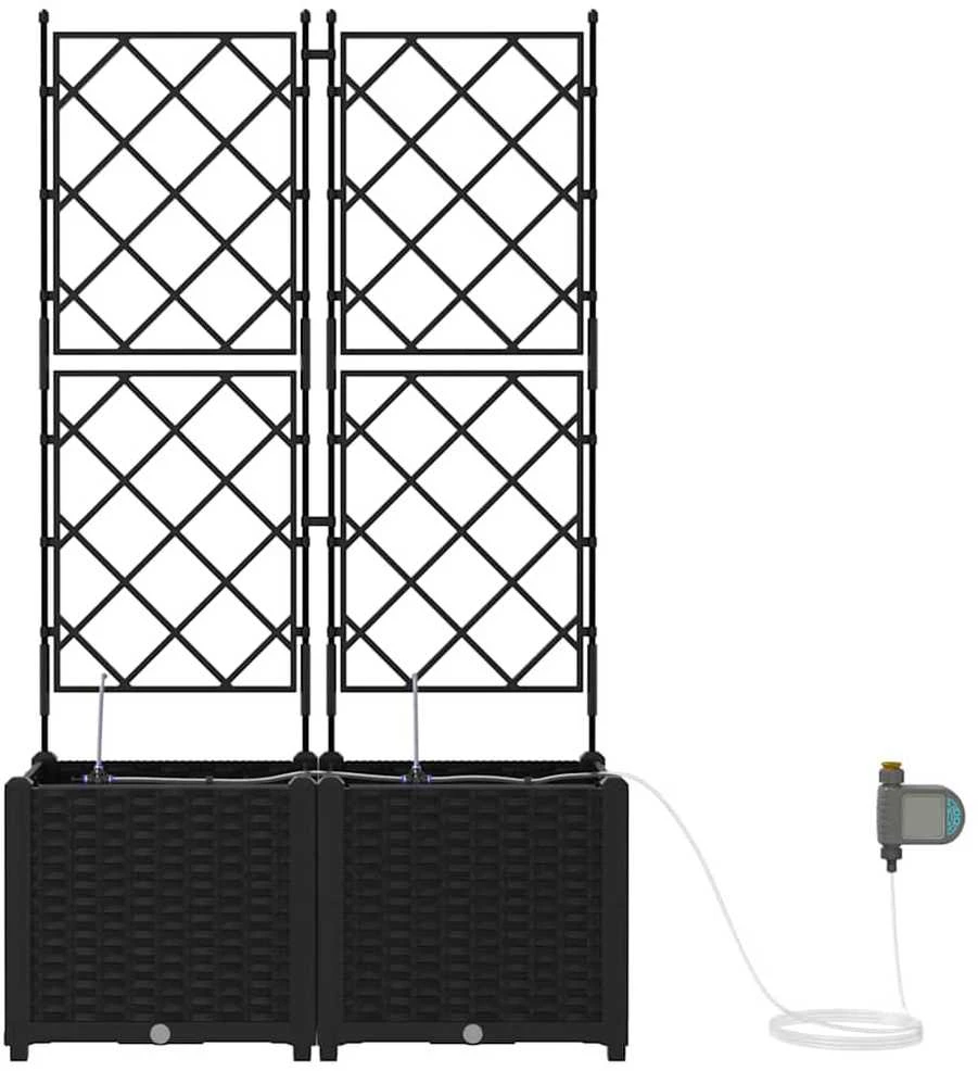Sodo vazonas 2 vnt. Juoda 80 x 40 x 142 cm PP