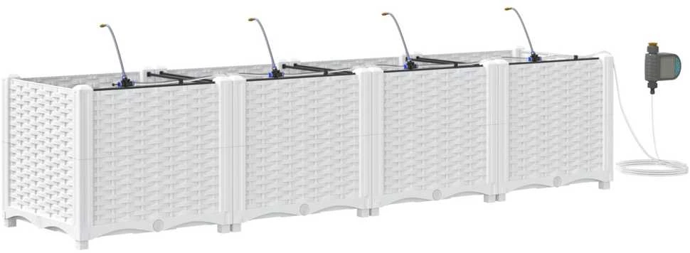 Sodo vazonas 4 vnt. Balta 160 x 40 x 37,5 cm PP