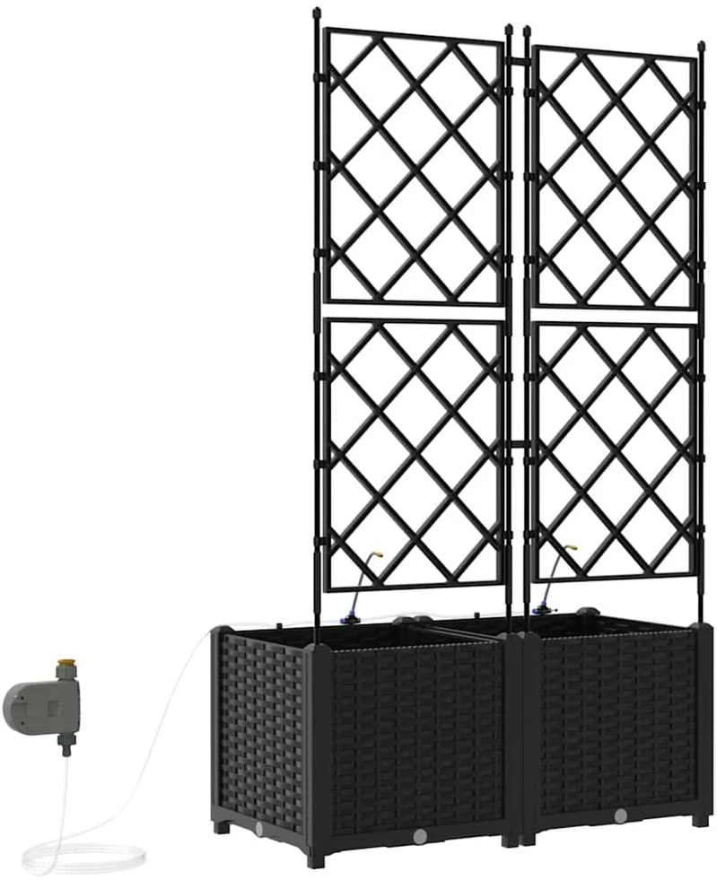 Sodo vazonas 2 vnt. Juoda 80 x 40 x 142 cm PP