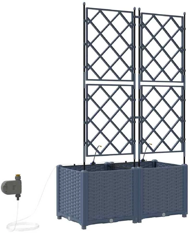 Sodo vazonas 2 vnt. Pilka 80 x 40 x 142 cm PP