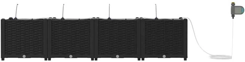 Sodo vazonas 4 vnt. Juoda 160 x 40 x 37,5 cm PP