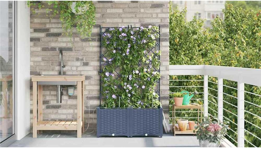 Sodo vazonas 2 vnt. Pilka 80 x 40 x 142 cm PP