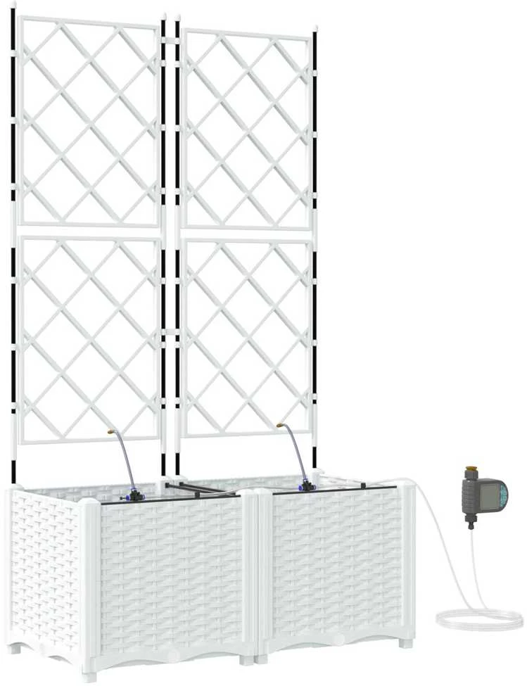 Sodo vazonas 2 vnt. Balta 80 x 40 x 142 cm PP