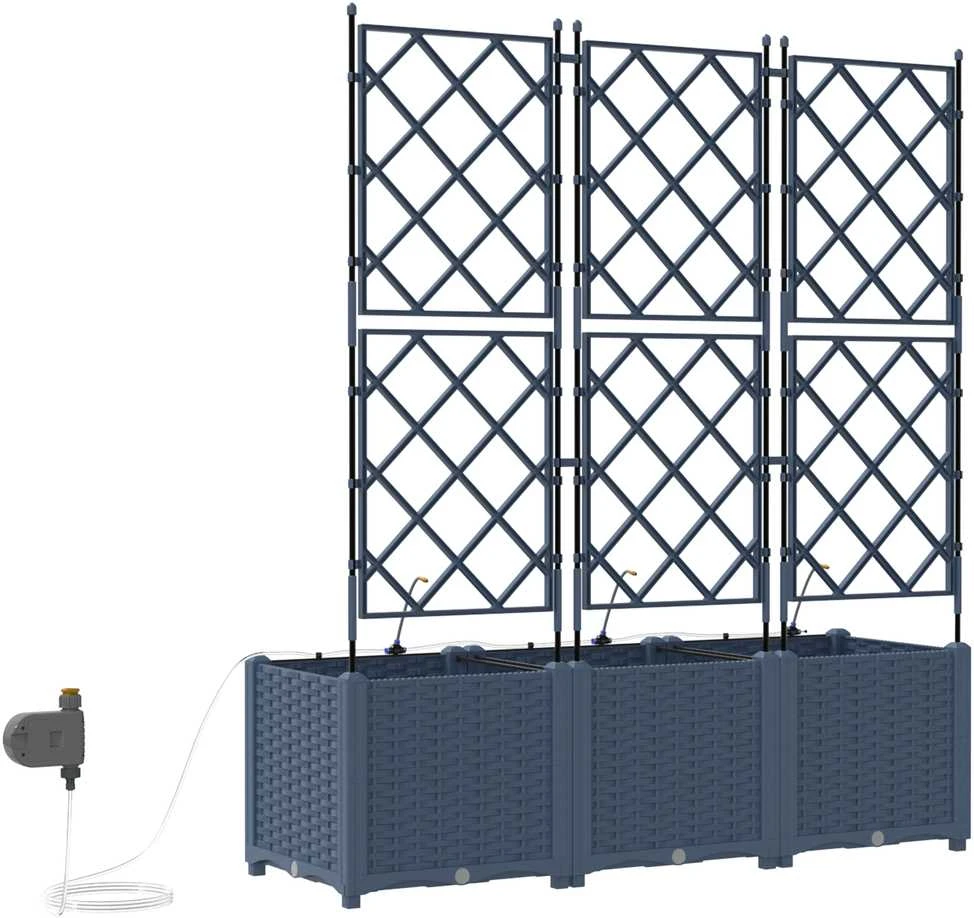 Sodo vazonas 3 vnt. Pilka 120 x 40 x 142 cm PP