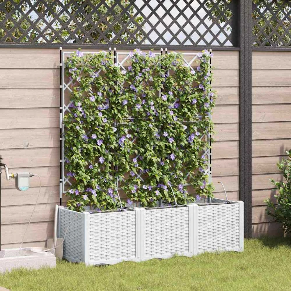 Sodo vazonas 3 vnt. Balta 120 x 40 x 142 cm PP