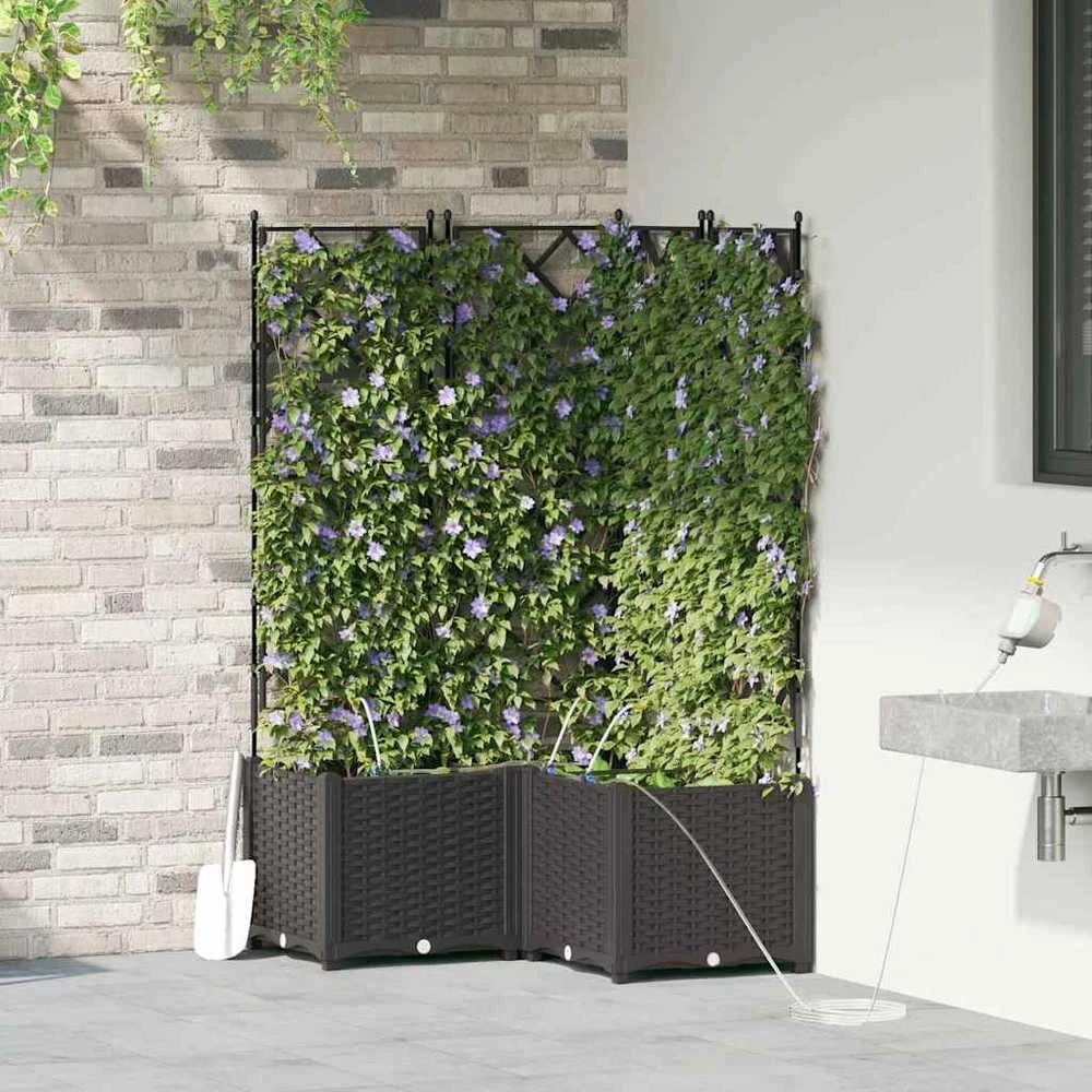 Sodo vazonas 3 vnt. Juoda 80 x 80 x 142 cm PP