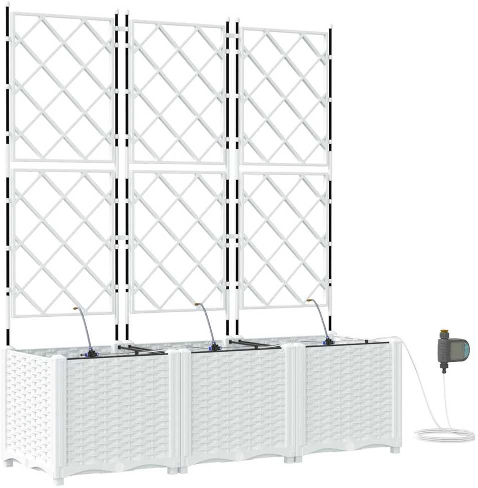 Sodo vazonas 3 vnt. Balta 120 x 40 x 142 cm PP