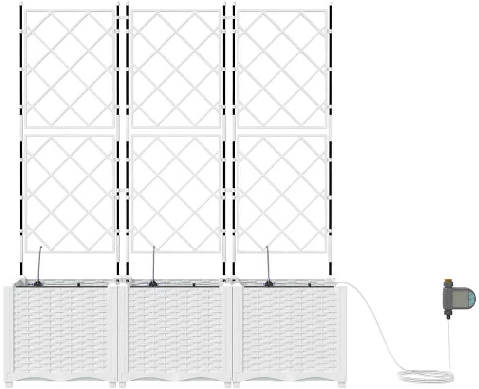 Sodo vazonas 3 vnt. Balta 120 x 40 x 142 cm PP