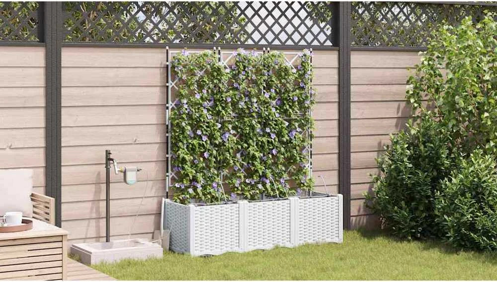 Sodo vazonas 3 vnt. Balta 120 x 40 x 142 cm PP