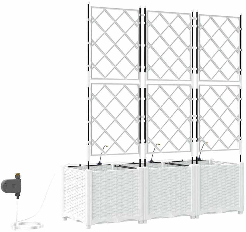 Sodo vazonas 3 vnt. Balta 120 x 40 x 142 cm PP
