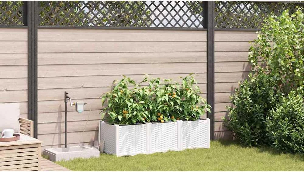 Sodo vazonas 3 vnt. Balta 120 x 40 x 37,5 cm PP