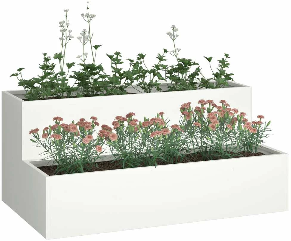 Sodo vazonas Balta 100 x 60 x 45 cm Šaltai valcuotas plienas