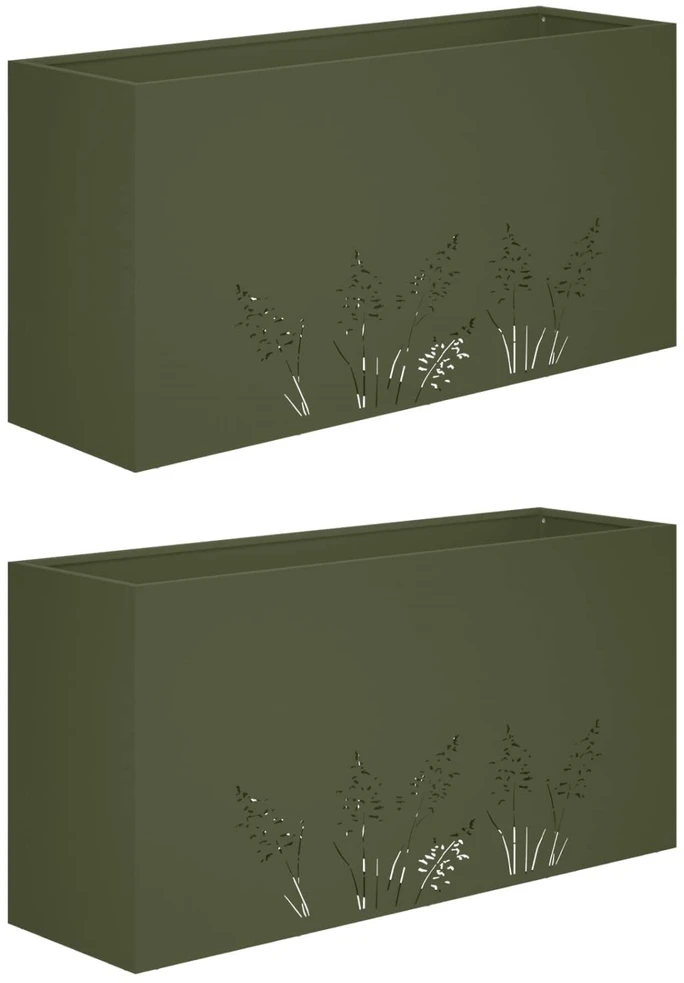 Sodo vazonas 2 vnt. Alyvuogių žalia 100 x 30 x 49 cm