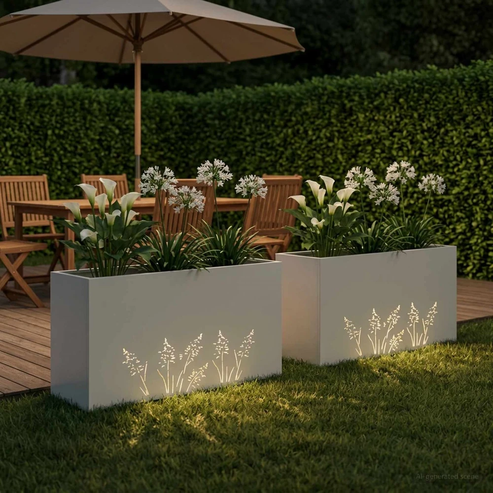 Sodo vazonas 2 vnt. Balta 100 x 30 x 49 cm