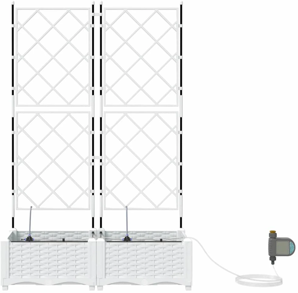Sodo vazonas 2 vnt. Balta 80 x 40 x 126 cm PP