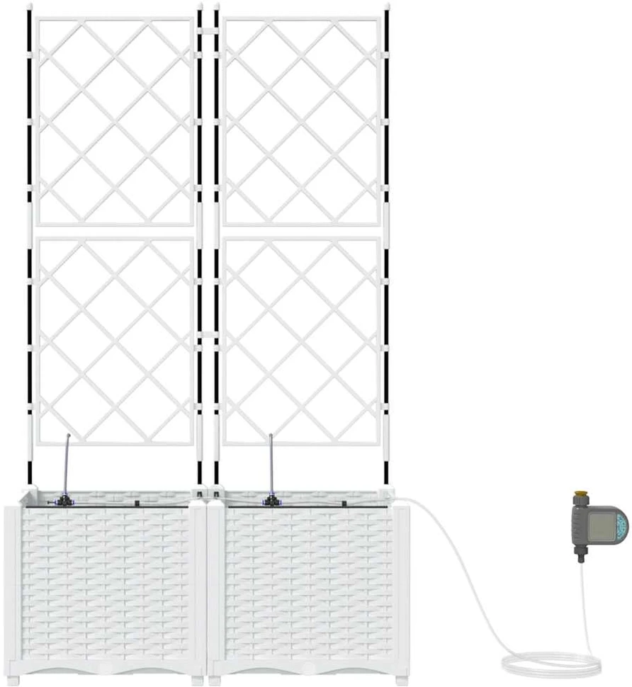 Sodo vazonas 2 vnt. Balta 80 x 40 x 142 cm PP