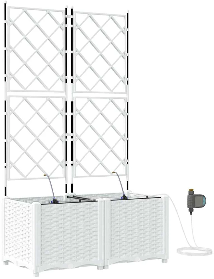 Sodo vazonas 2 vnt. Balta 80 x 40 x 142 cm PP
