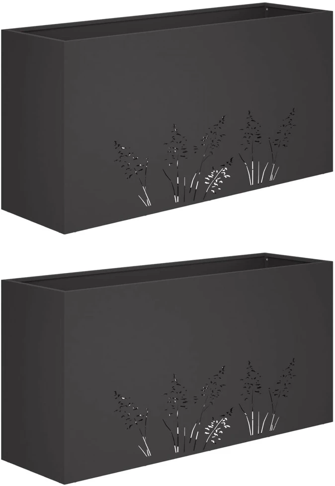 Sodo vazonas 2 vnt. Juoda 100 x 20 x 49 cm