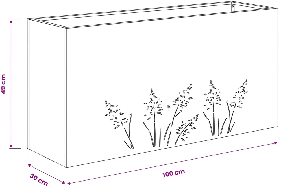 Sodo vazonas 2 vnt. Juoda 100 x 30 x 49 cm