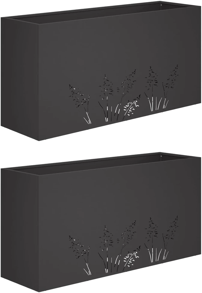 Sodo vazonas 2 vnt. Juoda 100 x 30 x 49 cm