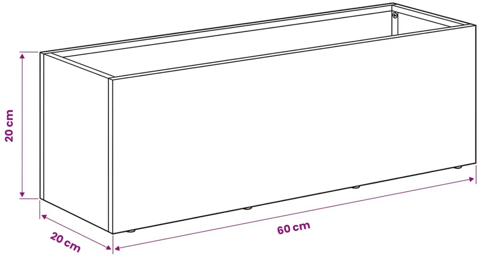 Sodo vazonas 2 vnt. Juoda 60 x 20 x 20 cm