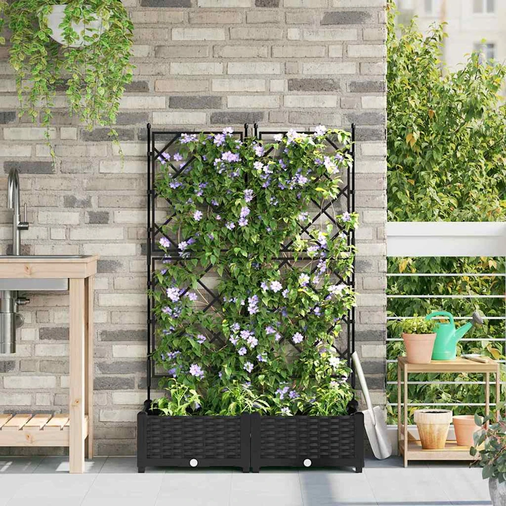 Sodo vazonas 2 vnt. Juoda 80 x 40 x 125,5 cm PP