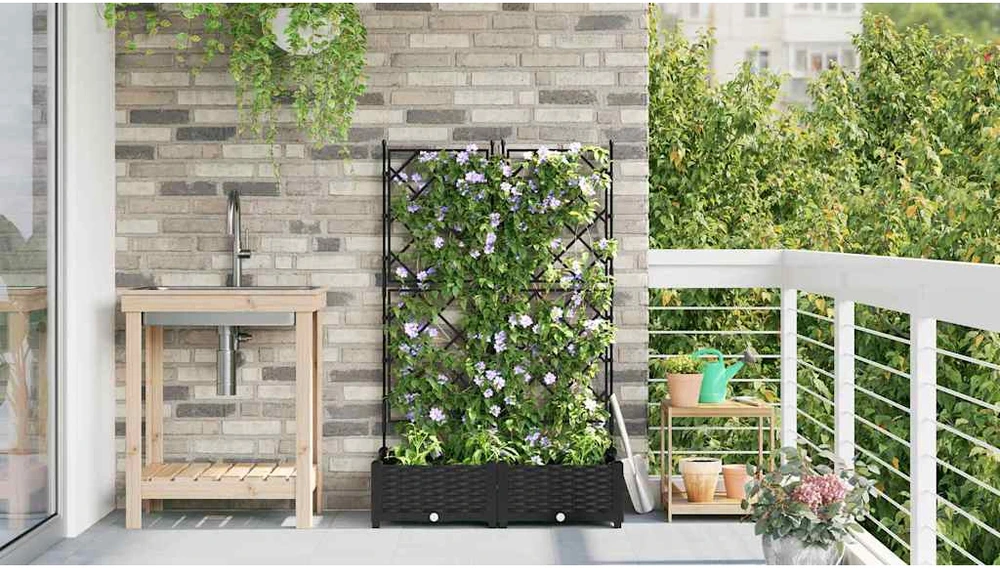 Sodo vazonas 2 vnt. Juoda 80 x 40 x 125,5 cm PP