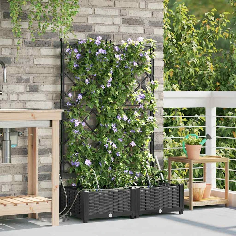 Sodo vazonas 2 vnt. Juoda 80 x 40 x 126 cm PP