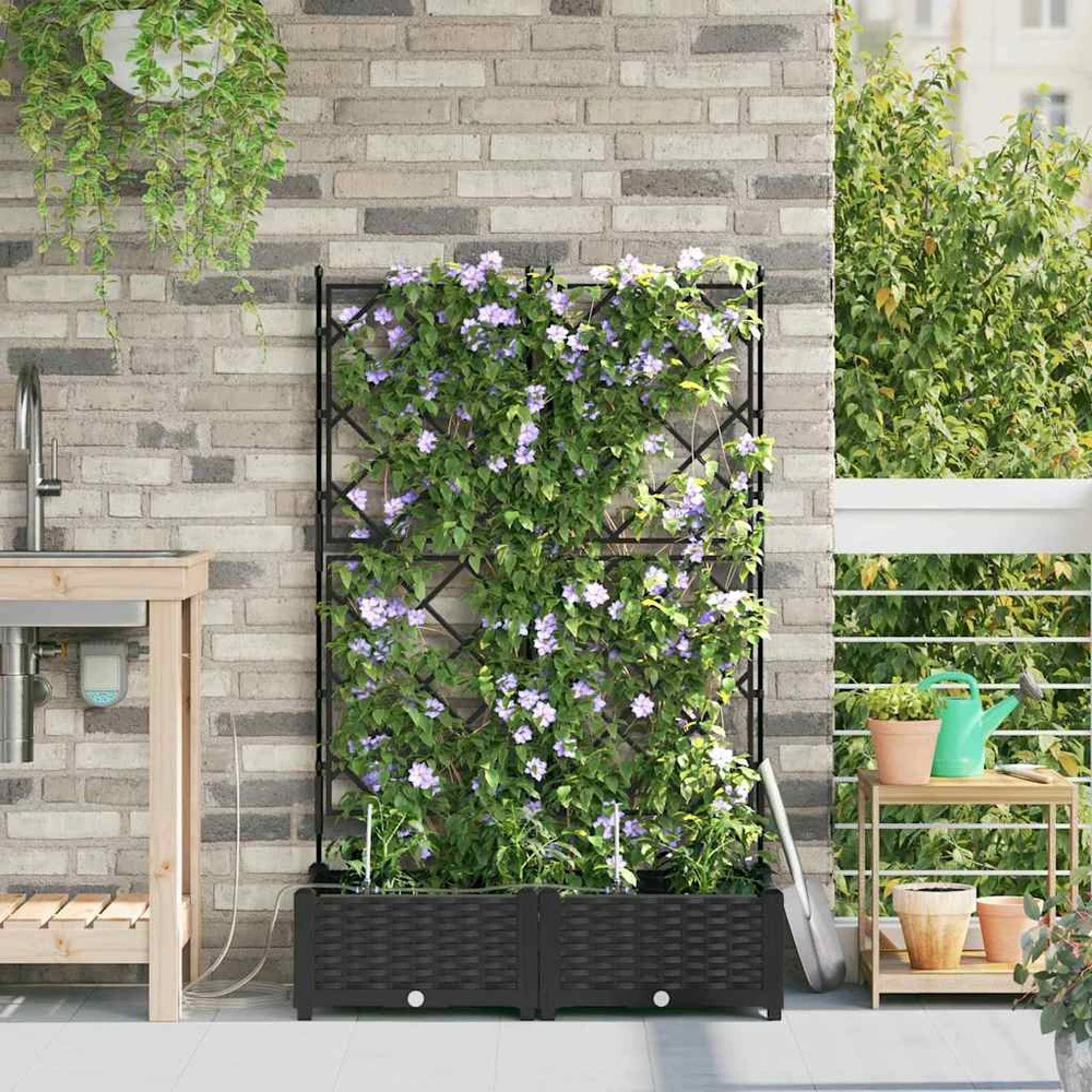 Sodo vazonas 2 vnt. Juoda 80 x 40 x 126 cm PP