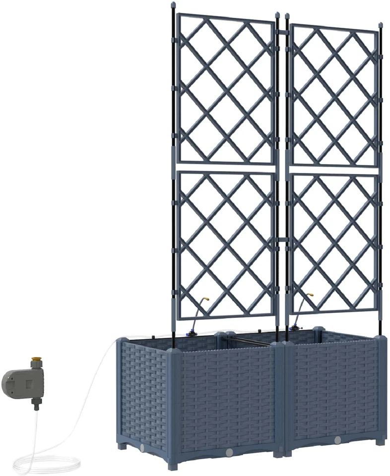 Sodo vazonas 2 vnt. Pilka 80 x 40 x 142 cm PP