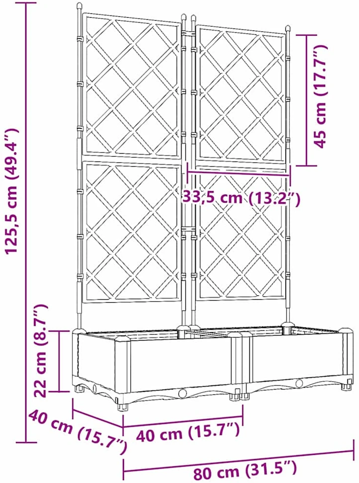 Sodo vazonas 2 vnt. Ruda 80 x 40 x 125,5 cm PP