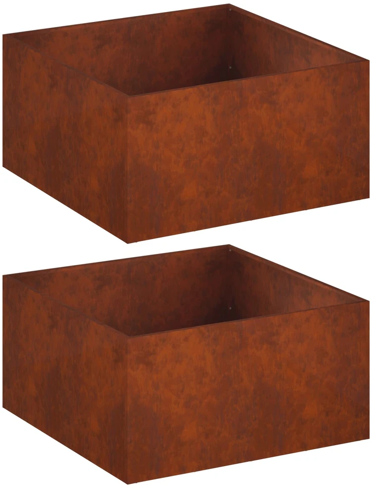 Sodo vazonas 2 vnt. Rūdijanti 100 x 100 x 40 cm