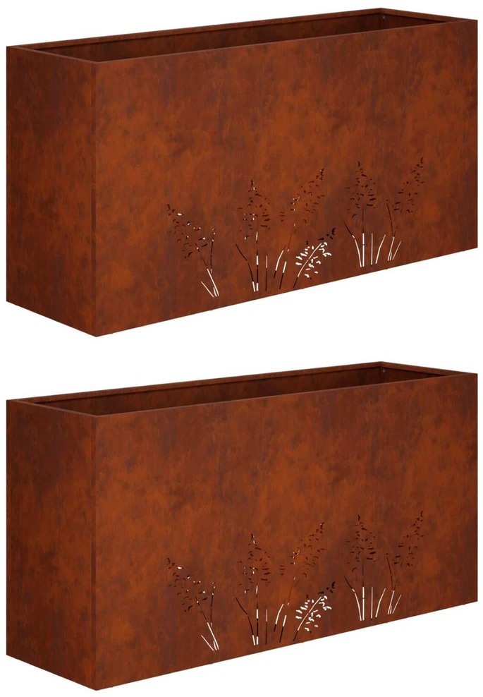 Sodo vazonas 2 vnt. Rūdijanti 100 x 20 x 49 cm