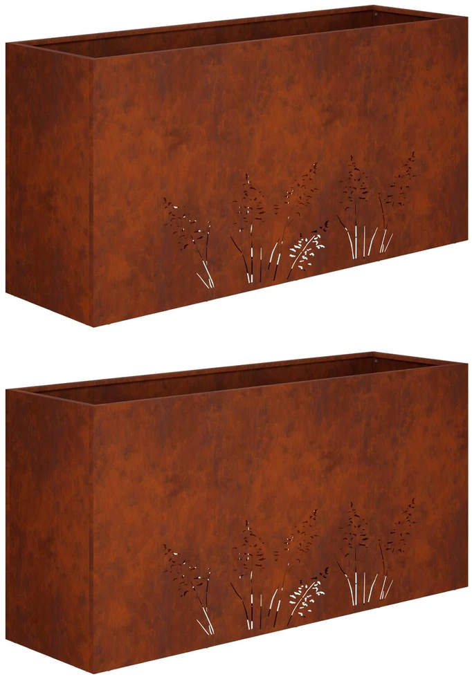 Sodo vazonas 2 vnt. Rūdijanti 100 x 20 x 49 cm