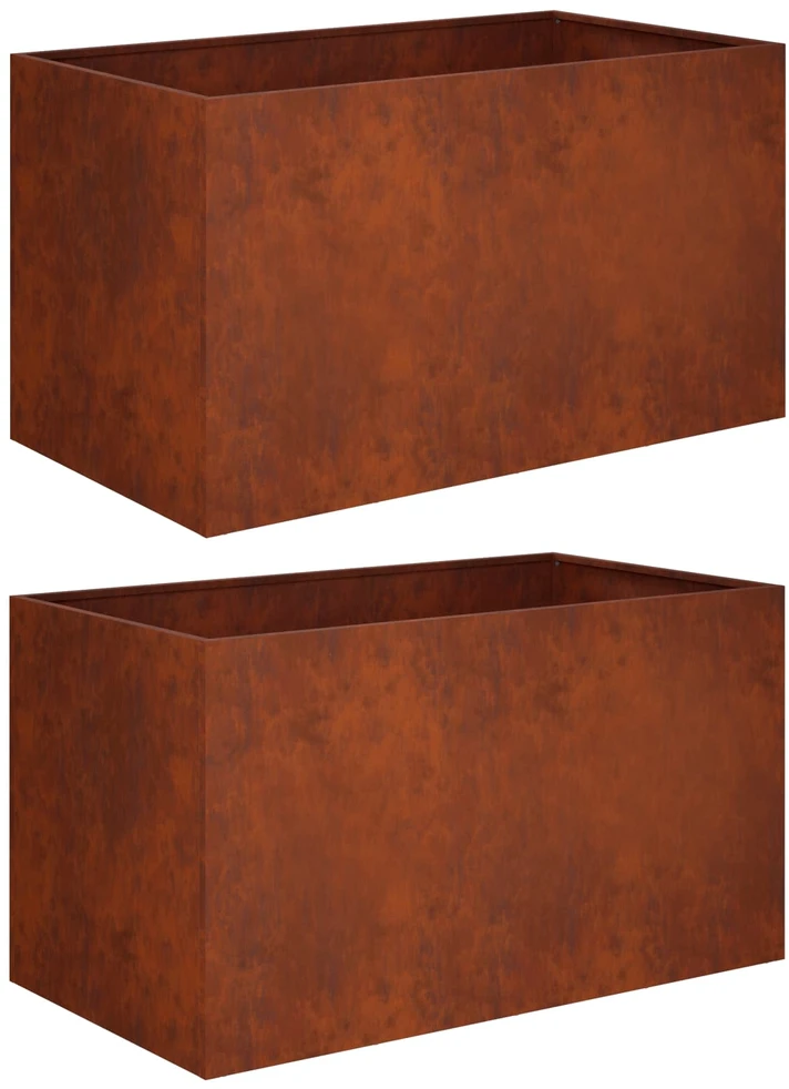 Sodo vazonas 2 vnt. Rūdijanti 100 x 50 x 50 cm