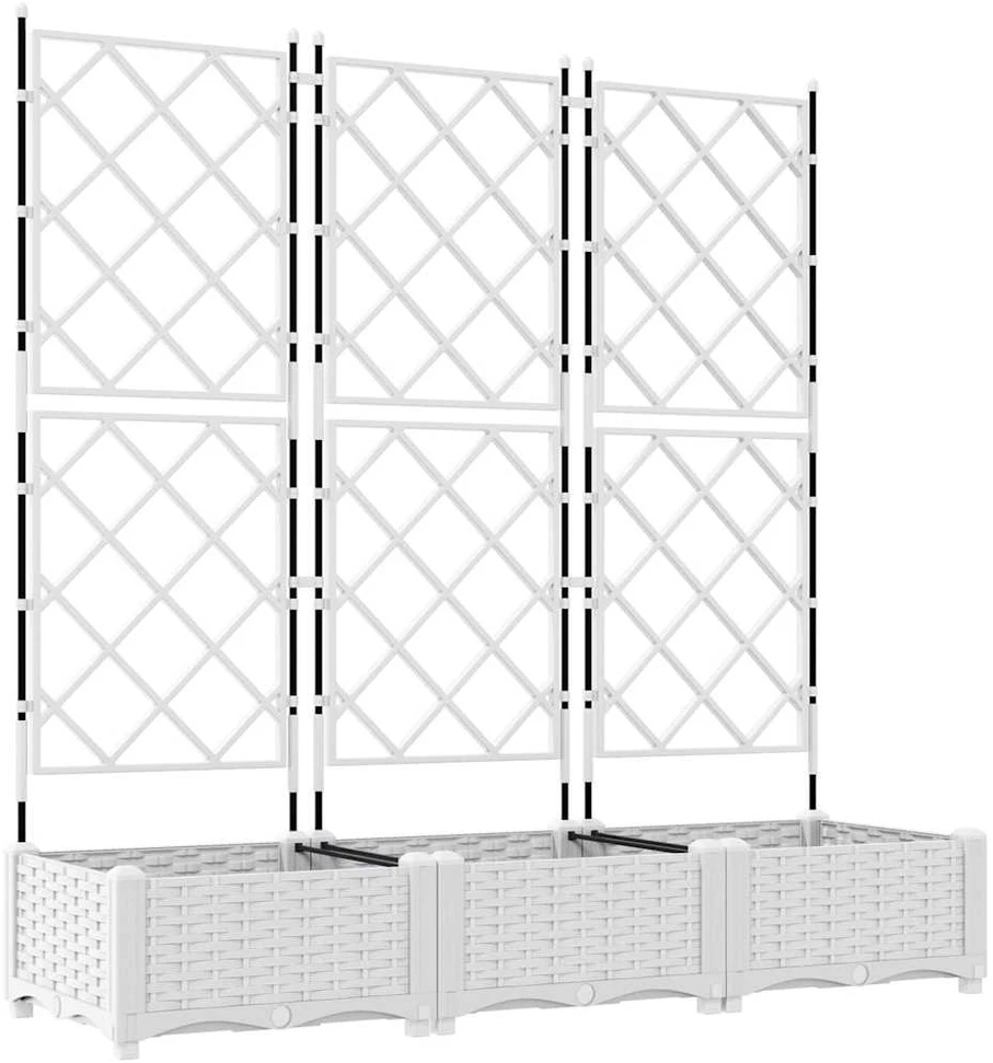 Sodo vazonas 3 vnt. Balta 120 x 40 x 125,5 cm PP