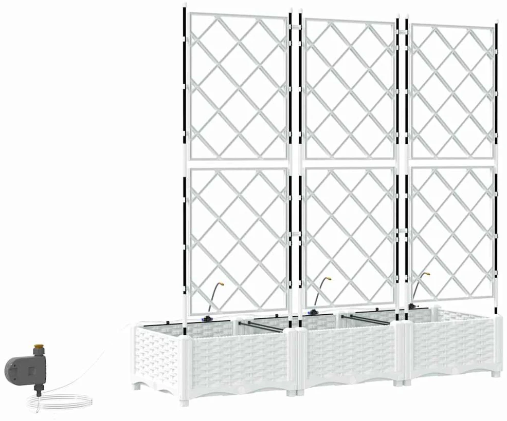 Sodo vazonas 3 vnt. Balta 120 x 40 x 126 cm PP