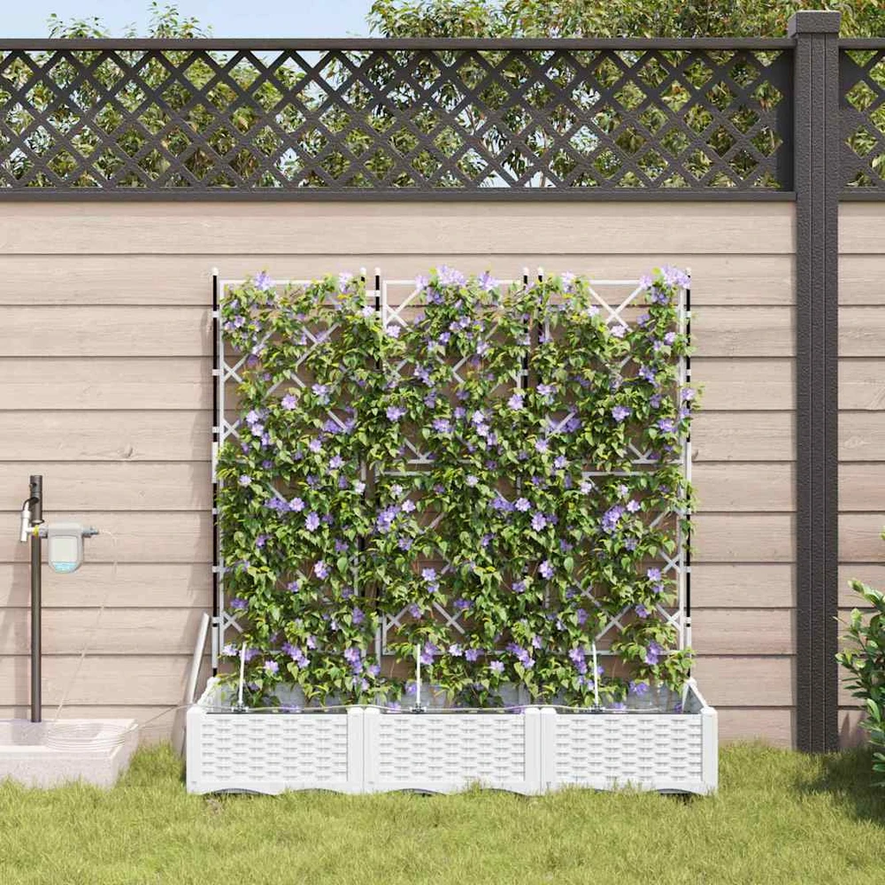 Sodo vazonas 3 vnt. Balta 120 x 40 x 126 cm PP