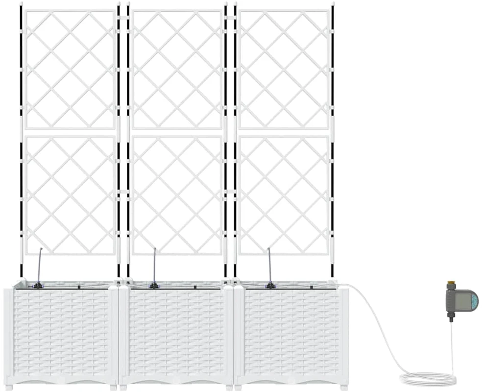 Sodo vazonas 3 vnt. Balta 120 x 40 x 142 cm PP