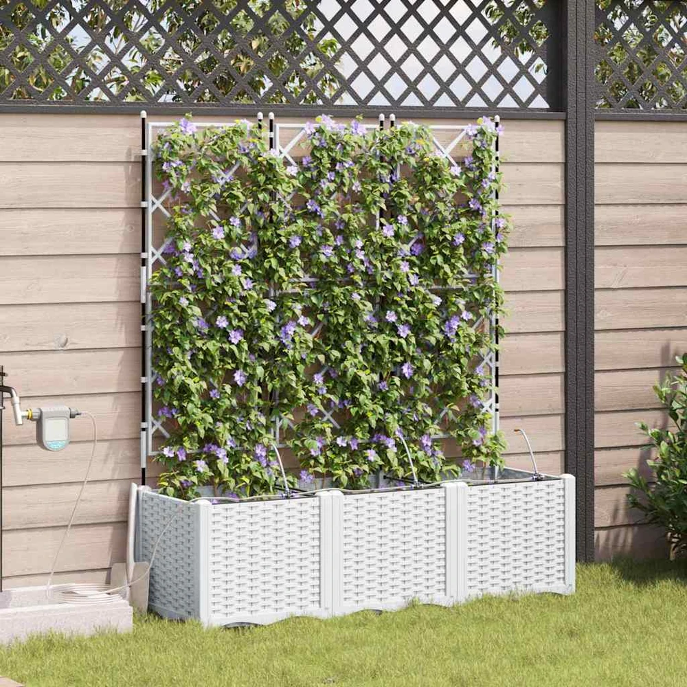 Sodo vazonas 3 vnt. Balta 120 x 40 x 142 cm PP
