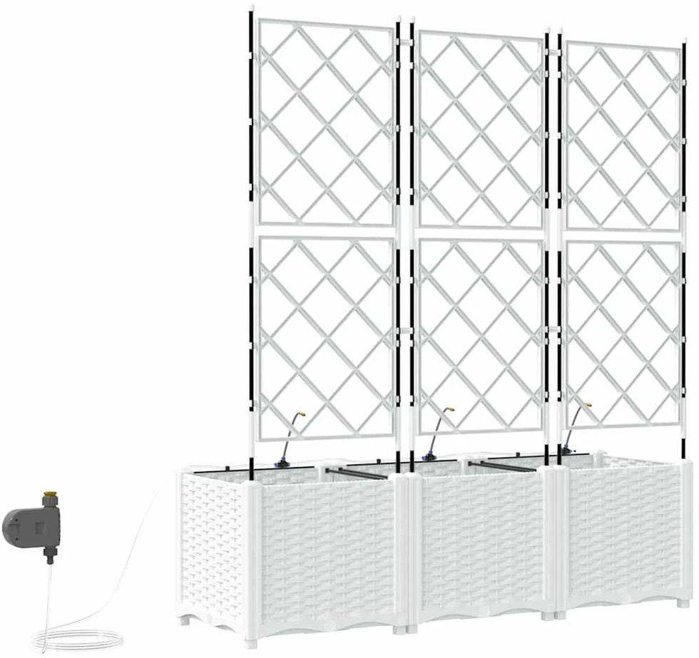 Sodo vazonas 3 vnt. Balta 120 x 40 x 142 cm PP