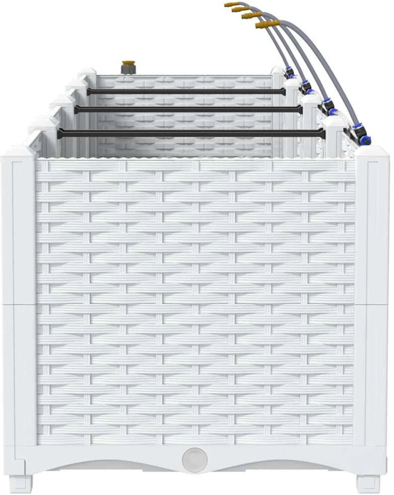 Sodo vazonas 3 vnt. Balta 120 x 40 x 37,5 cm PP