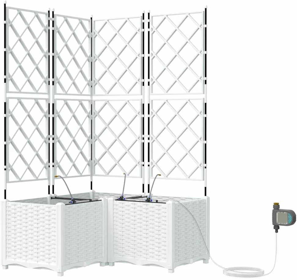Sodo vazonas 3 vnt. Balta 80 x 80 x 142 cm PP