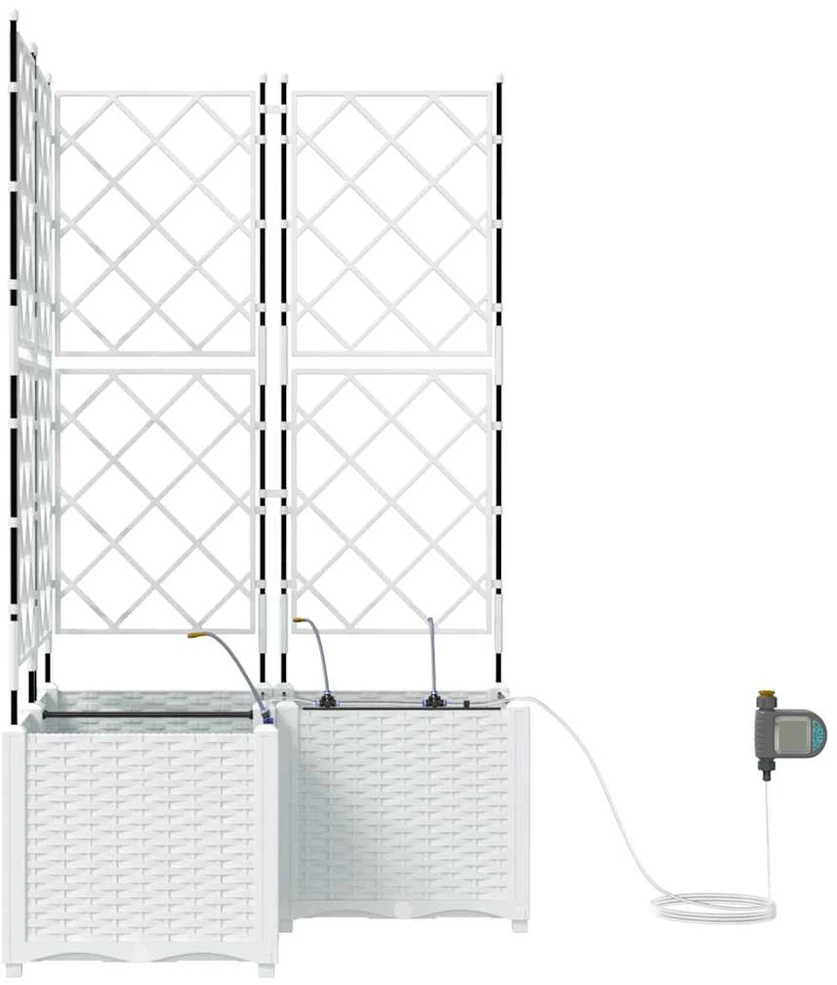 Sodo vazonas 3 vnt. Balta 80 x 80 x 142 cm PP