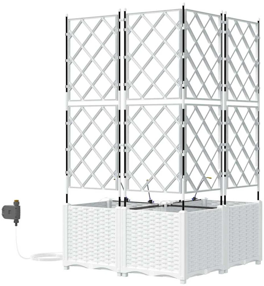 Sodo vazonas 3 vnt. Balta 80 x 80 x 142 cm PP