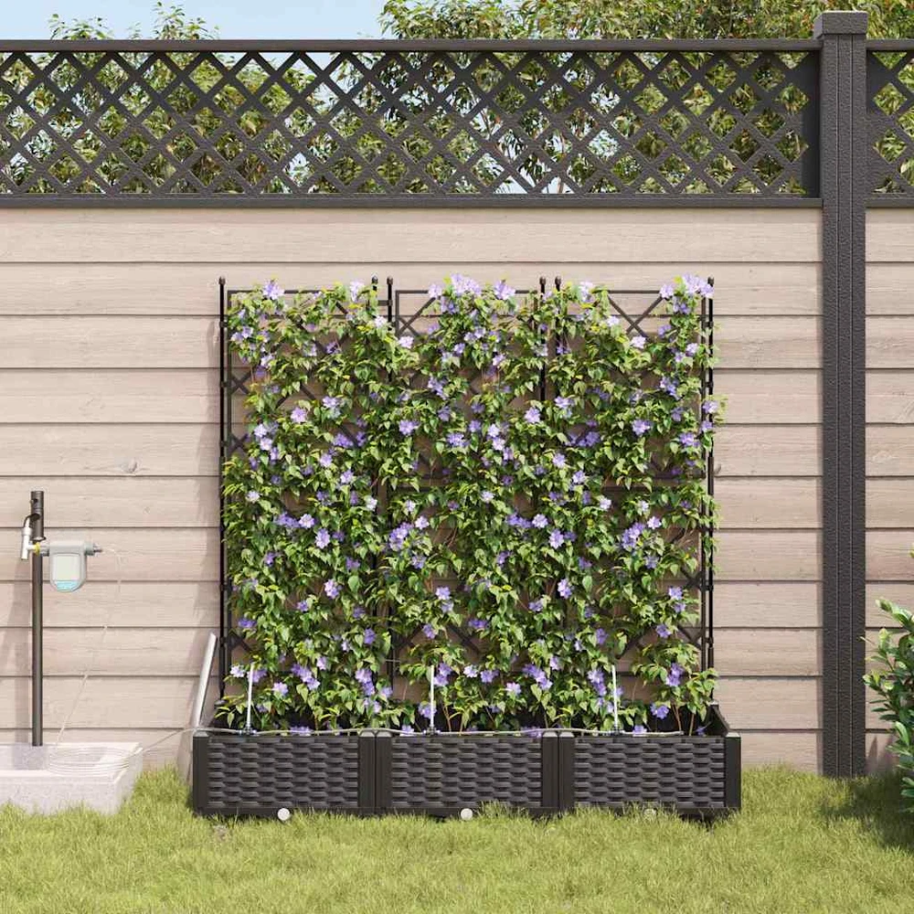 Sodo vazonas 3 vnt. Juoda 120 x 40 x 126 cm PP