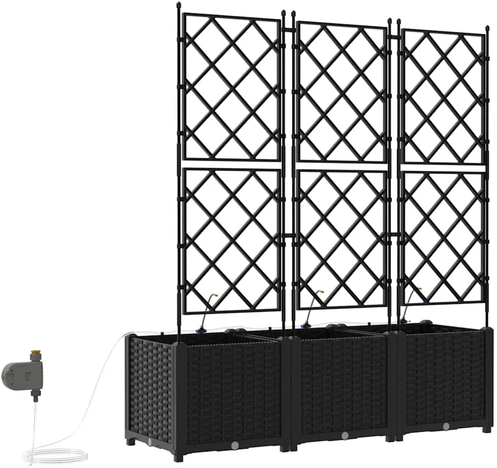 Sodo vazonas 3 vnt. Juoda 120 x 40 x 142 cm PP