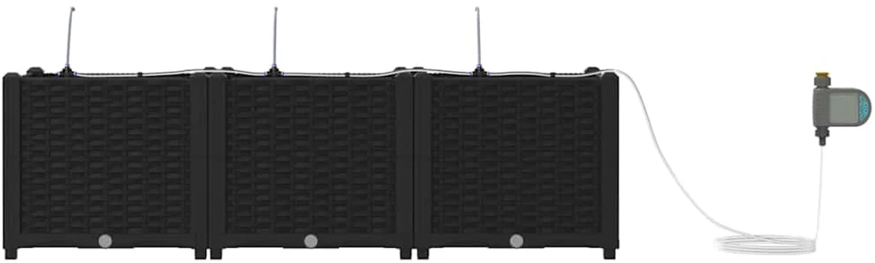 Sodo vazonas 3 vnt. Juoda 120 x 40 x 37,5 cm PP