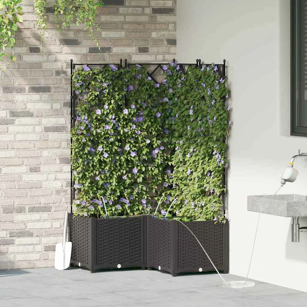 Sodo vazonas 3 vnt. Juoda 80 x 80 x 142 cm PP